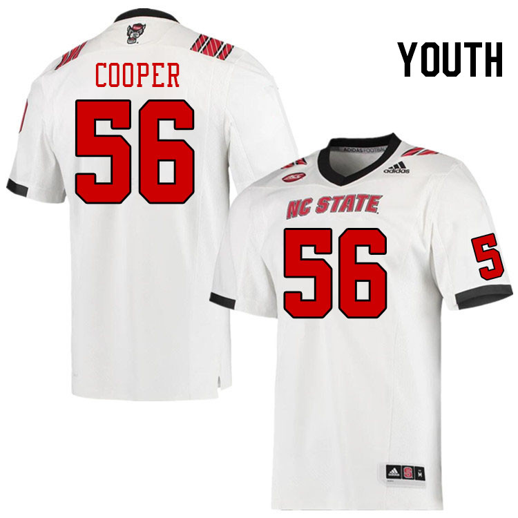 Youth #56 Lyndon Cooper North Carolina State Wolfpacks College Football Jerseys Stitched-White - Click Image to Close